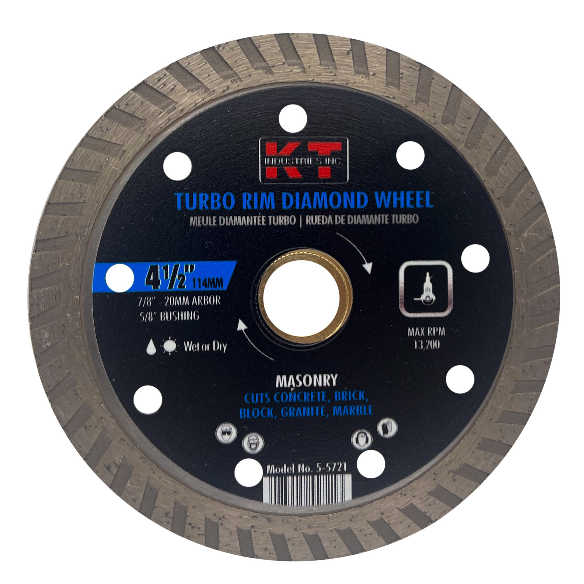 K-T Industries Turbo Diamond Blade — 4.5in. x .080in., 7mm Width, Wet or Dry Cutting, Model# 5-5721